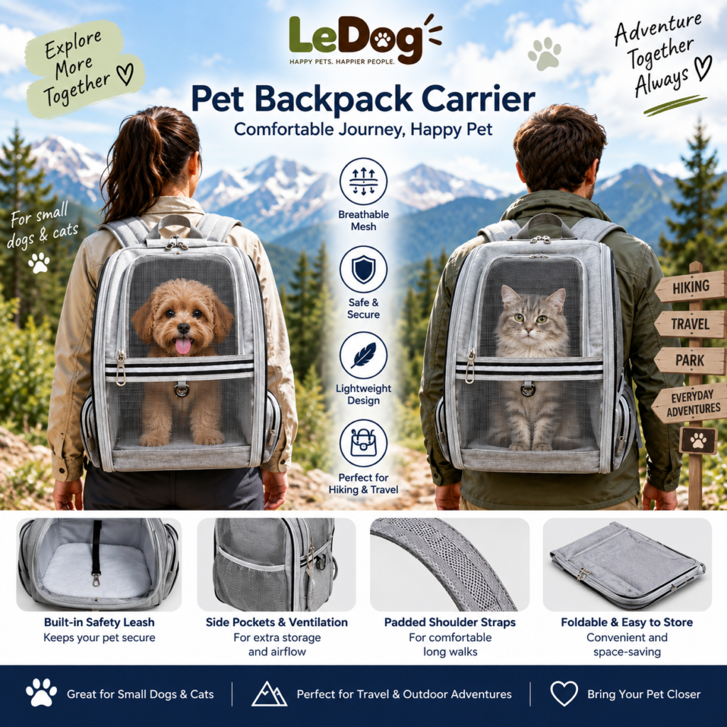 Grey mesh pet carrier backpack for dogs and cats with padded shoulder straps and side pockets