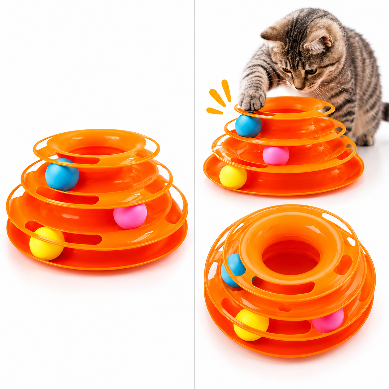 3-Tier Cat Track Ball Toy – Interactive Rolling Ball Activity Toy - Image 2